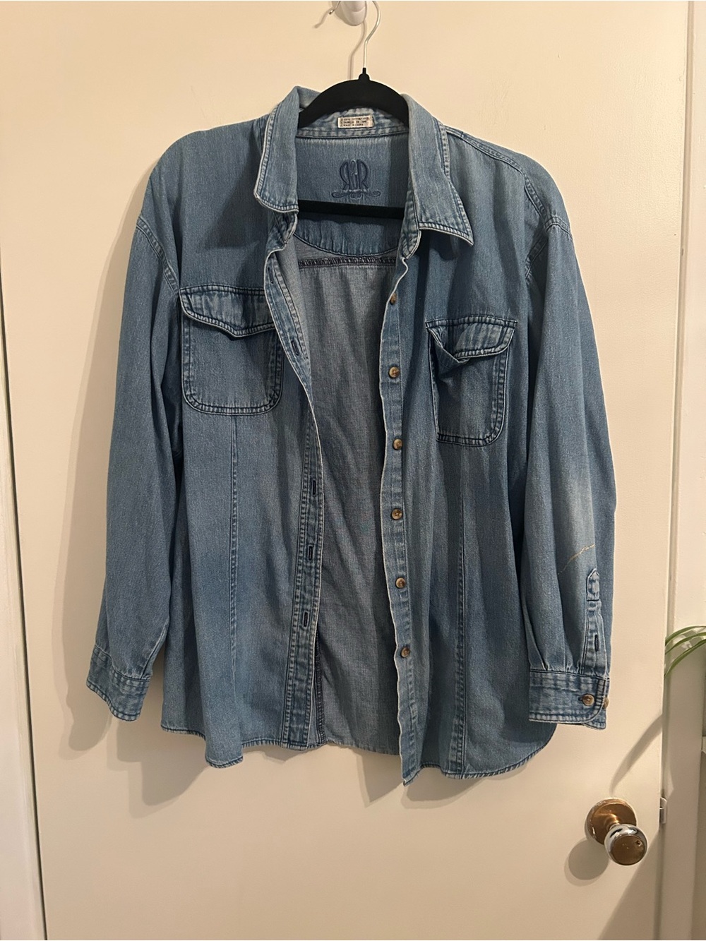 Light Blue Denim Button-Up Shirt - Unbranded